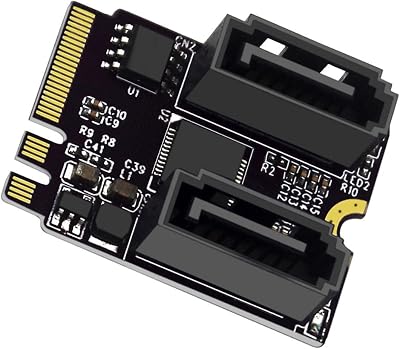 NFHK NGFF Key A+E to SATA 3.0 6Gbps Dual Ports Adapter Card JMB582