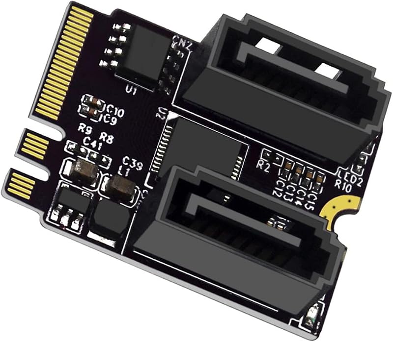 NFHK NGFF Key A+E to SATA 3.0 6Gbps Dual Ports Adapter Card JMB582