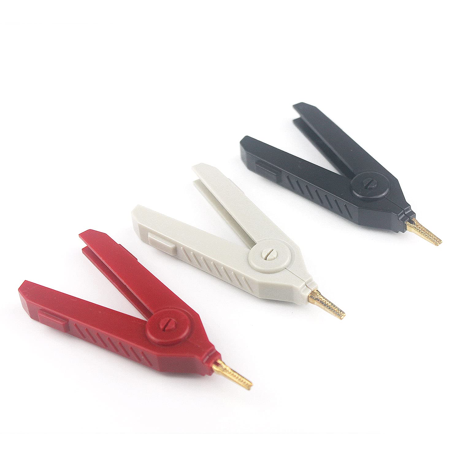 Aoowei Crocodile Clips 20A Gold Plated Alligator Test Clip for LCR Meter, 3Pcs