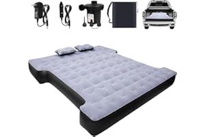 Car Air Mattress, Camping Pickup Truck Air Mattress, Pickup Truck with Electric Pump and Two Pillows - Flocking and PVC, Slee