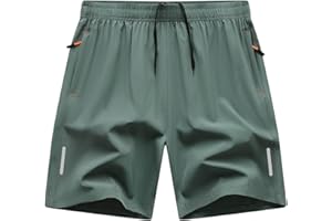 Men's Quick Dry Hiking Shorts Lightweight Athletic Workout Gym Shorts Gym Basketball Short Pants with Zipper Pockets