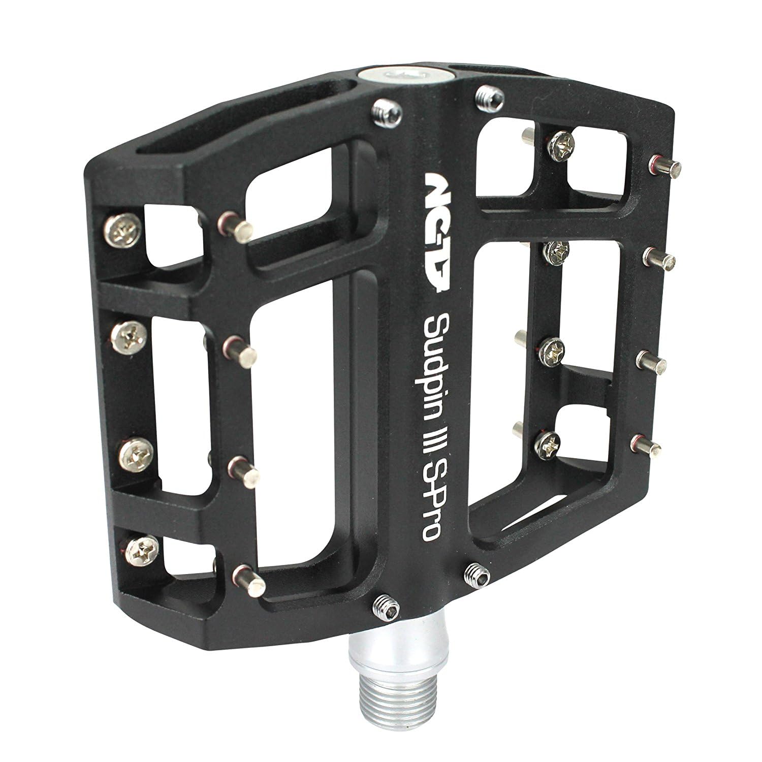 NC-17 Sudpin III S-Pro Aluminium Platform Pedals | Bicycle Pedals MTB and BMX | Dirt and Freeride Style Optimised | Bicycle Pedals E-Bike, City Bike 9/16 Inch | Height Reduced to 15 mm Including
