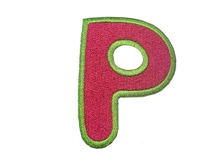 Buchstaben Aufnäher/Aufbügler pink - Komplettes Alphabet einzeln auswählbar, Alphabet/Buchstabe:Buchstabe P - 6.2x4.6cm