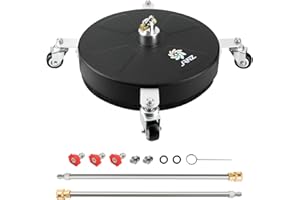 janz 16" Pressure Washer Surface Cleaner with 4 Wheels,Hard Composite Construction, 1/4" Quick Plug, 2 Extension Wand Attachments, 2 Replacement Nozzles and 3 Spray Nozzles, 4000 PSI