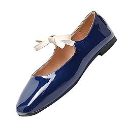 Hee grand Bowknot Mary Jane Flats for Women Shiny