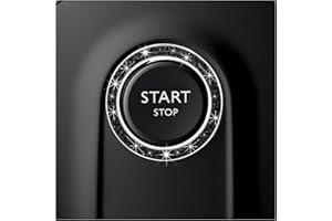 CCHRN Car Bling Engine Start Ring Decals, Crystal Rhinestone Push Start Button Decorative Ring, Universal Sparkling Key Ignition Knob Cover for Women Girls, Car Accessories (Black)