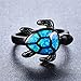 Lixinsunbu Blue Turtle Animal Opal Rings Women's Black Gold Plated Engagement Gift