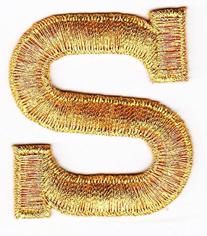 LETTERS-GOLD METALLIC 1 3/4" LETTER "S" - Iron On Embroidered Applique