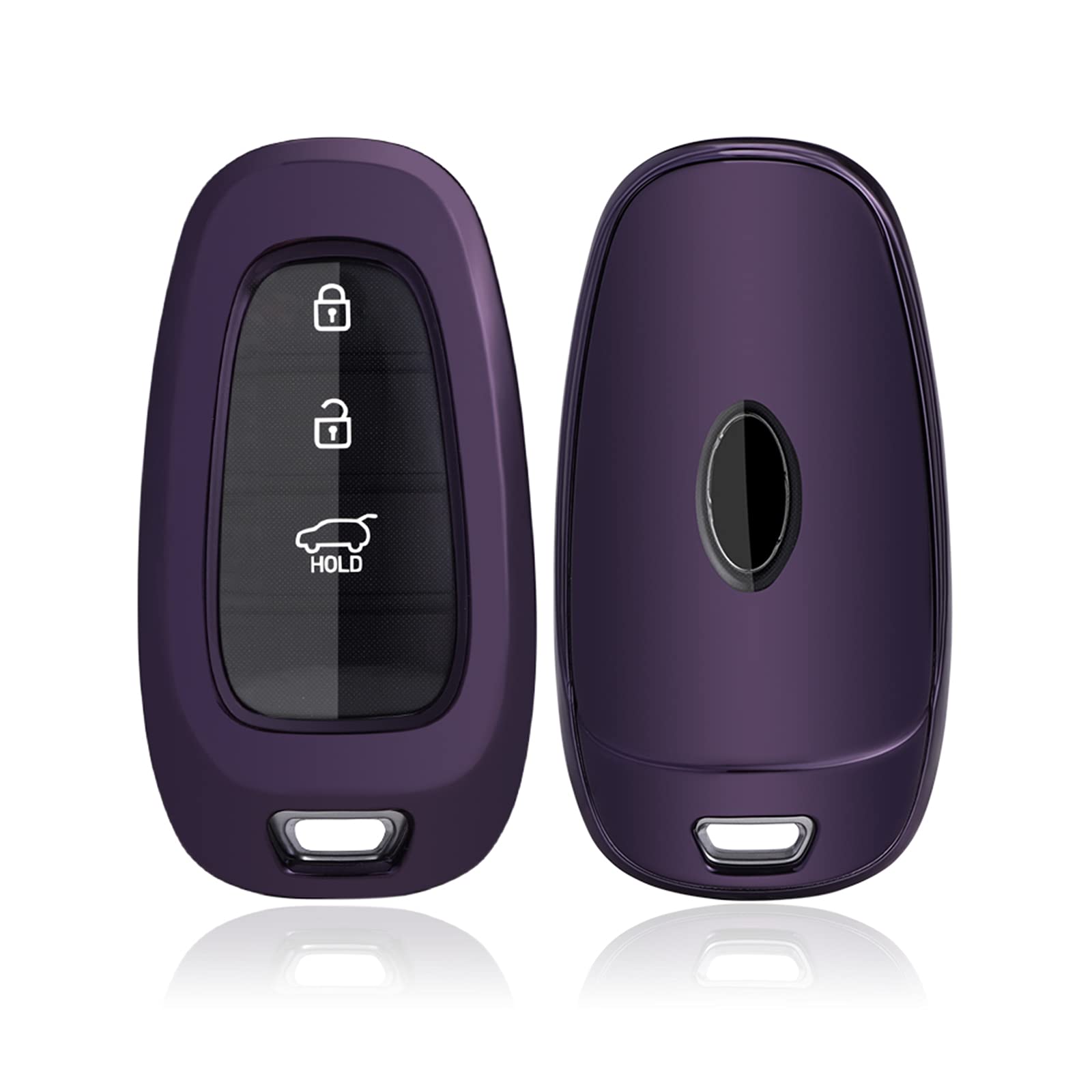 CDEFG Tucson NX4 Santa Fe Ioniq 5 Nexo 2021 2022 Key Cover Car Key Fob Case Remote Control Soft TPU Protection High Gloss Protective Buttons Holder Smart Keyless Protector Accessories (Purple)