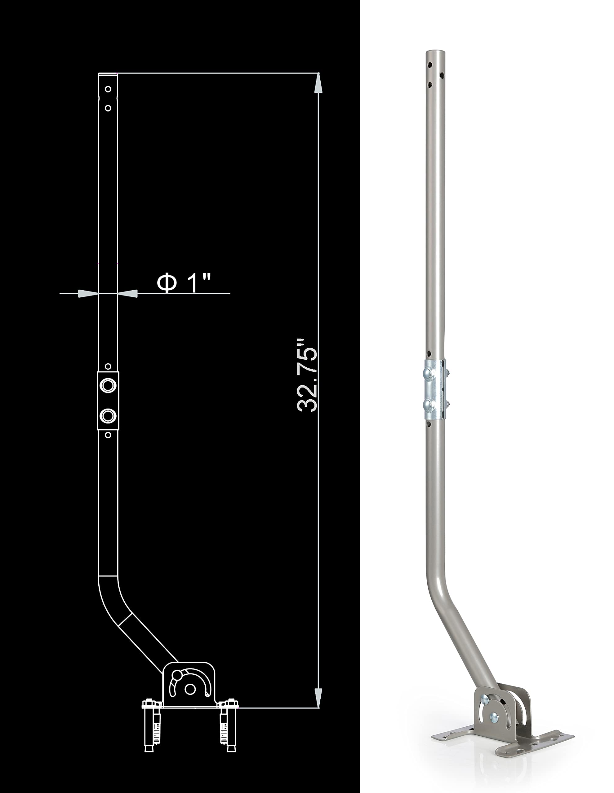 Adjustable Antenna Mounting Pole – Universal J-Pipe Mount for Antennas & Weather Stations with Mounting Bracket – Solid Structure, Weatherproof, Easy Installation (1