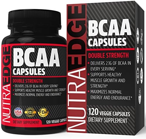 BCAA Capsules Double Strength by NutraEdge, 120 Capsules, 2100mg per Serving - Support Healthy Muscle Growth and Strength, Maximize Normal Energy and Endurance/Made in USA