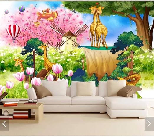 Syssyj 3d Heissluft Flugzeug Karton Tier Fototapete Natur Kinderzimmer Jungen Kunstwanddekor Tapeten Blume Wandbild 280x200cm Amazon De Baumarkt
