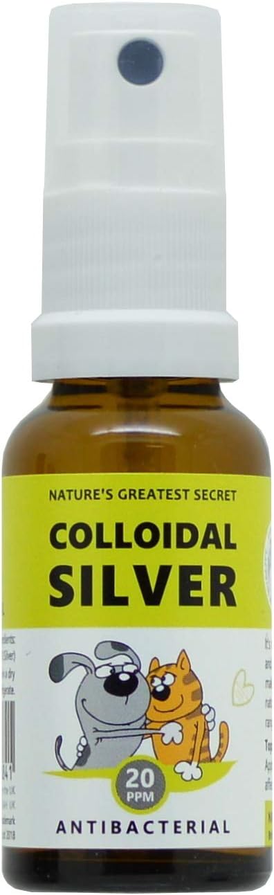 Nature's Greatest Secret Antibacterial Premium Quality Smallest Particle Size Crystal Clear Colloidal Silver Petcare 20ppm Pocket Spray 20ml