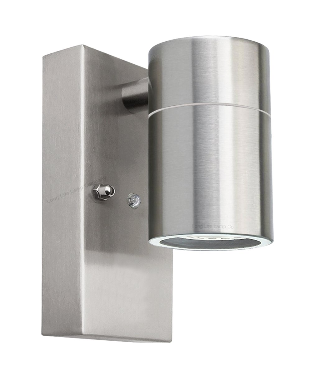Long Life Lamp Company Single Outdoor Wall Light Dusk Till Dawn Sensor Stainless Steel Finish IP65 ZLC088