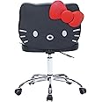 Impressions Vanity Hello Kitty Faux Leather Swivel Vanity Chair for Makeup Desk, Armless Desk Chair with 5 Smooth Wheels, Adjustable Height, 360 Degree Spin, Comfy Foam Padded Seat and Backrest