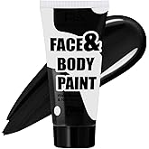 PASNOWFU Black Face Paint 70ml - Professional Water-Based Full Coverage Body Paint for Skeleton, Clown & Vampire Looks, Non-Toxic Washable Face Body Paint for Adults Halloween SFX Cosplay Makeup
