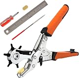 TOWOT 5-in-1 Hole Punch Kit Leather Belt Plastic Fabric Rotary Puncher view 1