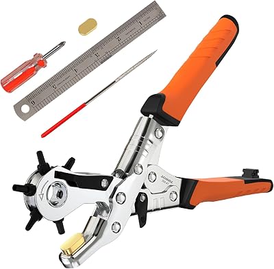 TOWOT 5-in-1 Hole Punch Kit Leather Belt Plastic Fabric Rotary Puncher
