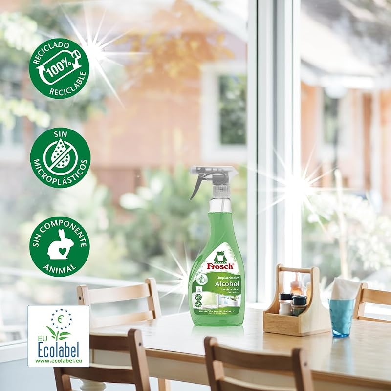 - Limpador de vidro ecológico com álcool, limpeza eficaz do vidro e superfícies lisas - 500 ml
