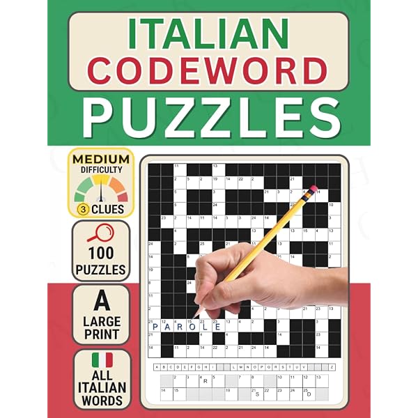 Italian Codeword Puzzle Book: 100 Medium Difficulty Italian