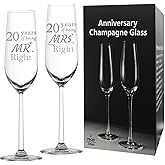 ERYUWOZA 20 Year Anniversary Champagne Flutes Set of 2, 20th Anniversary Wedding Gift for Couple, Him, Her, Wife, Husband, Parents, Women, Men, 20th Anniversary Decorations Gift