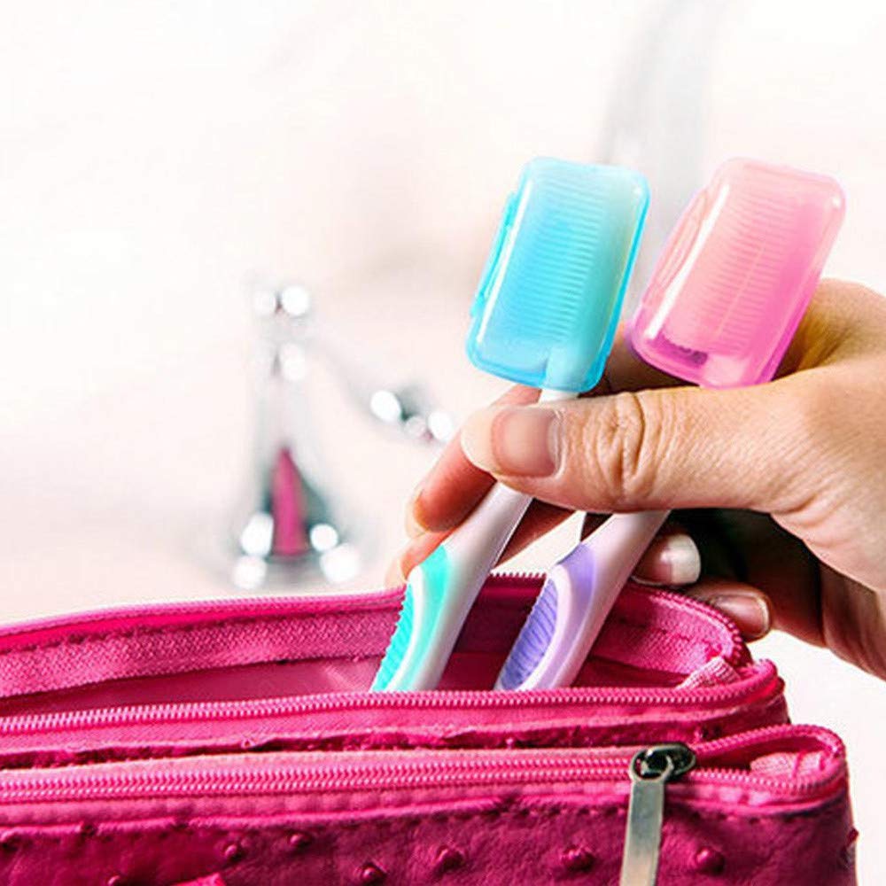 ForgetMe 5 Pieces Travel Portable Toothbrush Head Covers Case Camping Brush Cleaner Protect, Toothbrush Cover, Hygienic and Antimicrobial Toothbrush Holder for Camping, Toothbrush Protective Case