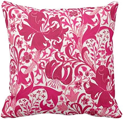 Amazon Co Jp Recaso レカソ ウィリアム モリスのアイリスおよびユリ 明るい赤紫色のピンク クッションカバー 45 45 かわいい 車 ソファ リビング飾り インテリア プレゼント ピローケース ホーム キッチン