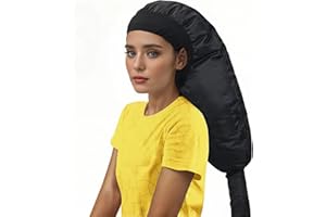 HSHHPZ Hooded Hair Dryer for Curly Hair, Large Adjustable Blow Dryer Cap, Portable Hair Dryer Bonnet Attachment, Soft Diffuser for Fast Drying & Deep Conditioning, Headband Integrated Design (black)