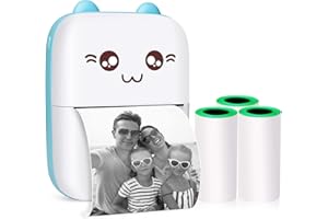 Zeacool Mini Pocket Printer,Portable Thermal Printer for Sticker,Label,Text Memo,Receipt,Photo,BT Inkless Printing,Gifts for Kids,Wireless Bluetooth Printer Compatible with iOS and Android（Blue）