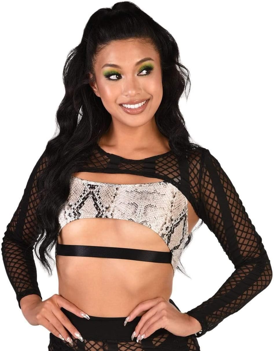 Women's Ultra Crop Fishnet Top Fitted Rave Shrug for Festivals