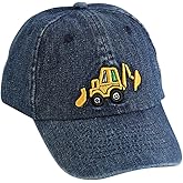 Cute Embroidery Excavator Kids Baseball Cap Adjustable Cotton Washed Vintage Cowboy Hat for Boys Girls Age 2-8