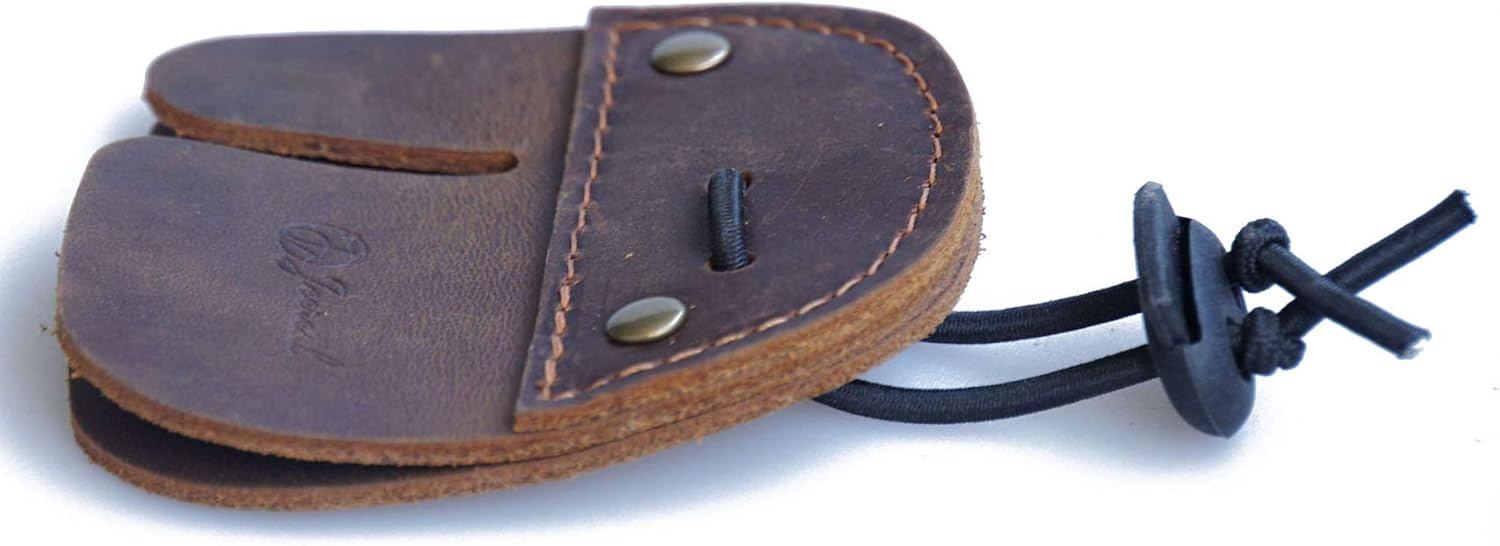 Jeereal Leather Archery Finger Tab, Fingers Protector, Shooting Practice Gear for Shooting Bow Arrow (Dark Brown) : Sports & Outdoors