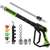 GFGD Swivel Pressure Washer Gun with Extension Wand 3/8” Quick Connect M22 Fittings, 5000PSI