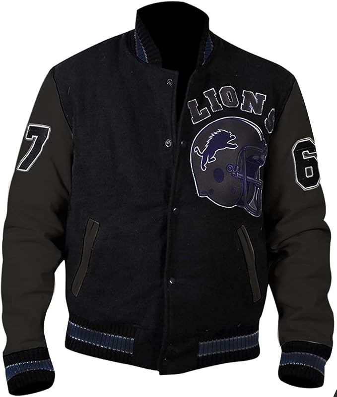Fashion_First Mens Axel Foley Detroit Lions Beverly Hills Cop Eddie Murphy Letterman Varsity