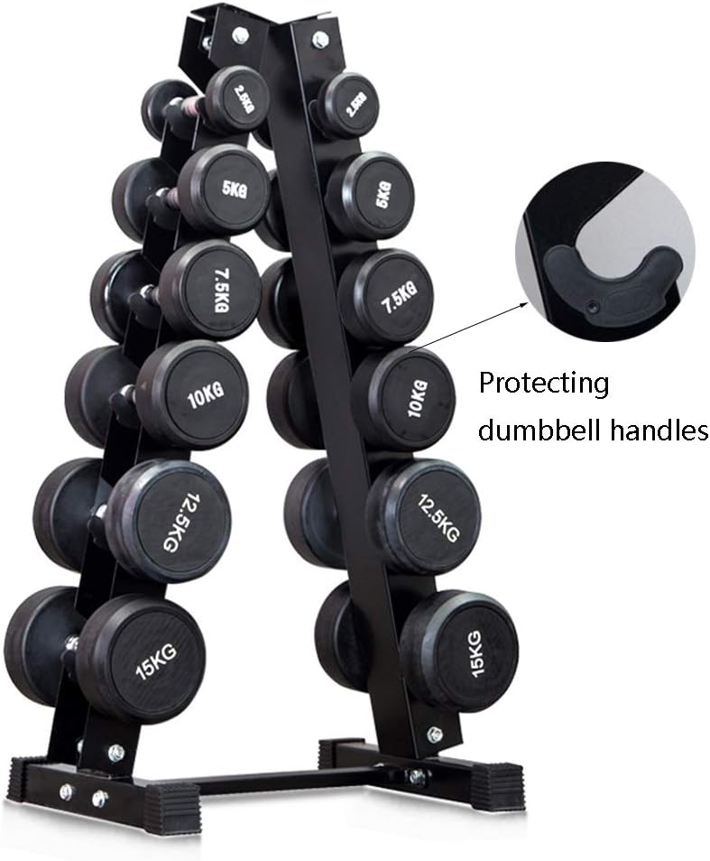Dumbbell Racks Home Fitness Triangle Gym Dumbbell Storage Rack Dumbbell Display Rack (Color : Black, Size : 42 * 65.5 * 107cm)
