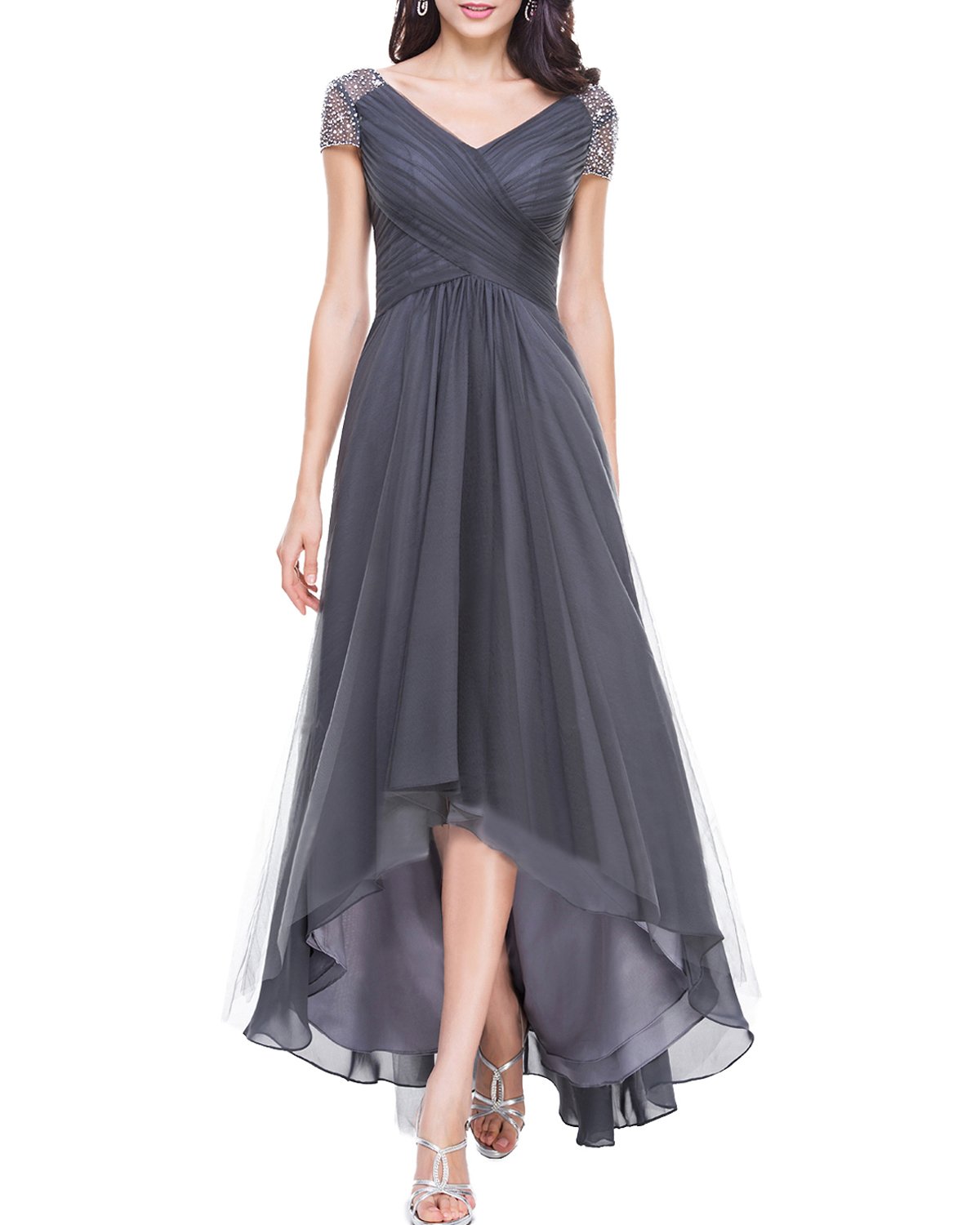 Alanre Women's VNeck Ruched Corset Bridesmaid Dresses with Sleeves