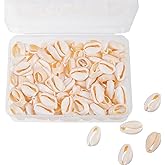 100Pcs Cowrie Shell Beads, White Natural Shell Bead for Jewelry Making, Summer Beach Seashells for DIY Craft Bracelets, Necklaces, Anklets, Adorning Hair Locks and Braids