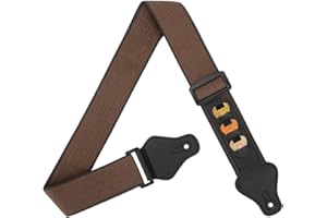 BestSounds Guitar Strap,100% Soft Cotton Guitar Strap with 3 Pick Holders Shoulder Strap For Bass Electric & Acoustic Guitars (Coffee)