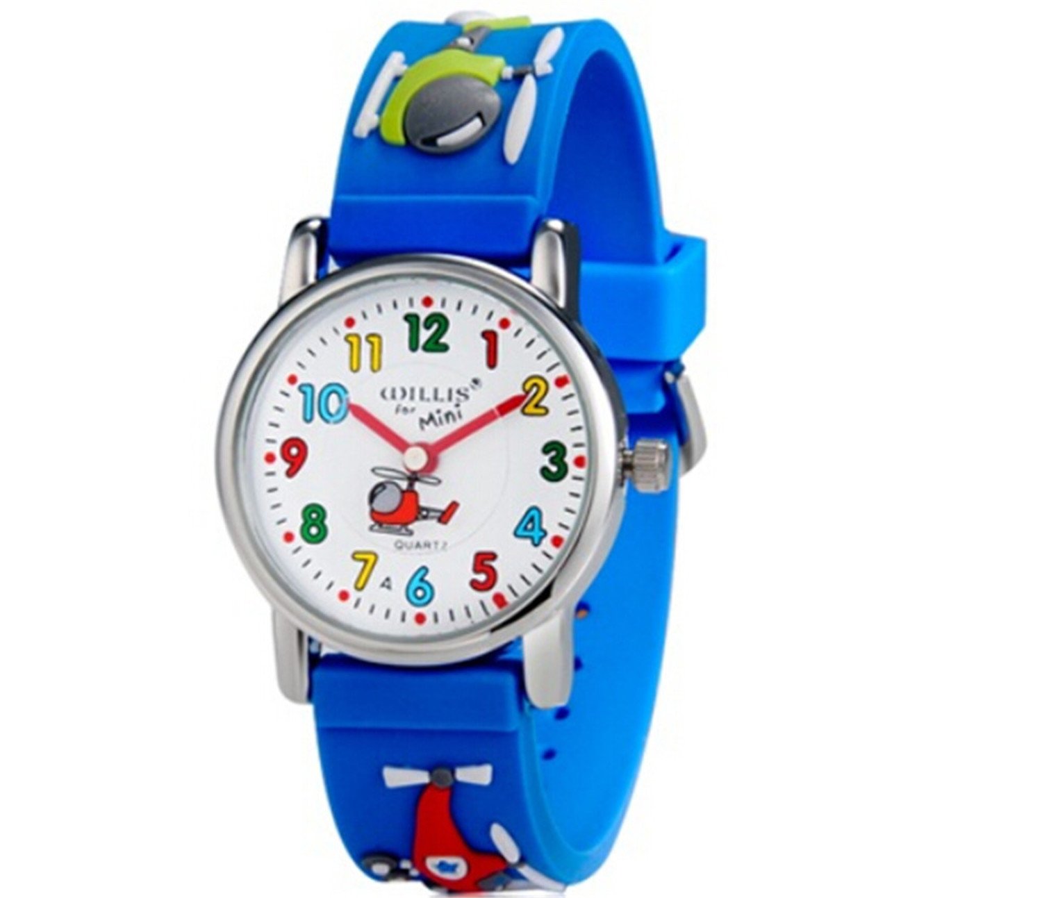Fashionable-Shop Best Seller Cute 3D Watch Waterproof Girls Boy Children Cartoon Wrist Watches Environmental Friendly Silicone Best Christmas Gift (Helicopter)