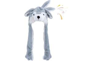 Veryrich Moving Ear Hat Plush Animal Ears Jumping up Hat Halloween Christmas Cosplay Novelty Party Cap for Adult Women Kids