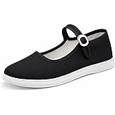 Lazutom Women’s Chinese Cotton Kung Fu Shoes Black Mary Jane Flats for Tai Chi Martial Arts Practice & Daily Wear