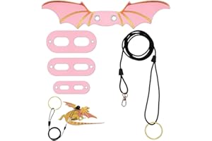 Bearded Dragon Leash Harness Set, Soft Leather Adjustable Vest with Durable Nylon Lead, Small Medium Large Sizes for Bearded 