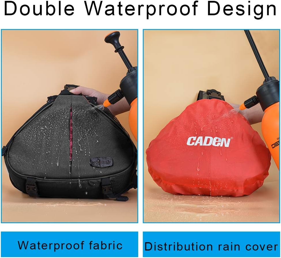 CADEN Water-Repellent Camera Crossbody Bag, Compact Camera Sling Case with Rain Cover Compatible with DSLR SLR Mirrorless Digital Cameras Canon Nikon Sony Pentax Photographers Men Woman ( Black) : Camera & Photo