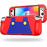 KENOBEE Silicone Case Compatible with Nintendo Switch OLED Model 2021, Soft Lightweight Ergonomic Grip Protective Cover with Shock-Absorption and Anti-Scratch Design for Switch OLED, Red