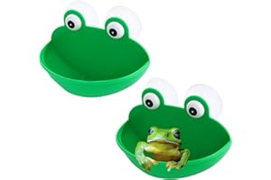 Pensino Frog Habitat Frog Dish Holder with Suction Cup, Frog Terrarium Cute Fish Tank Decoration for Tree Frog Toad Tadpole Small Aquatic Animal(2PC)