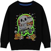 HILEELANG Boy Sweatshirts Halloween Christmas Novelty Glow in the Dark Crewneck Pullover Cotton Graphic Tops Sweater Shirts