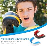 Flintronic 2 Pcs Youth Mouthguard Case Dual-Density EVA Sports Shield Black Red view 6