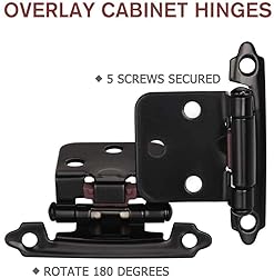 12 PCS Black Cabinet Door Hinges, 1/2" Overlay