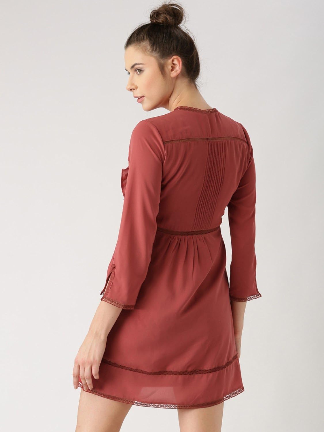 marie claire women's a-line dress (mc372--m, brown, medium)