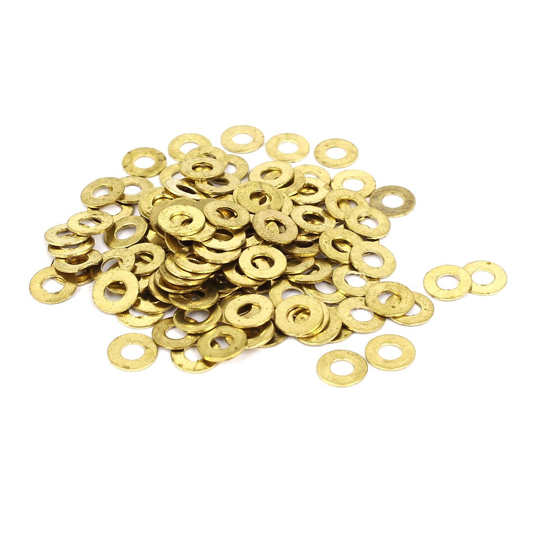 Sourcingmap 3mm x 7mm x 0.5mm Flat Copper Crush Washers Gold Tone 100 Pcs